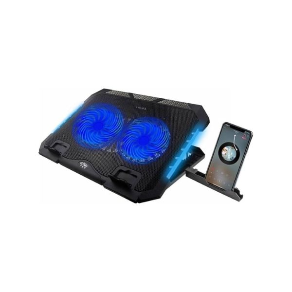 Jertech KL332 Gaming Laptop Cooling Pad with Mobile Stand – 2x Blue Led Fans – RGB Side Lights – 2x USB Port Speed Control – Support 12 to 18 Inch
